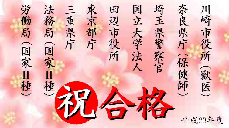 公務員試験面接セミナー　合格実績　平成23年度